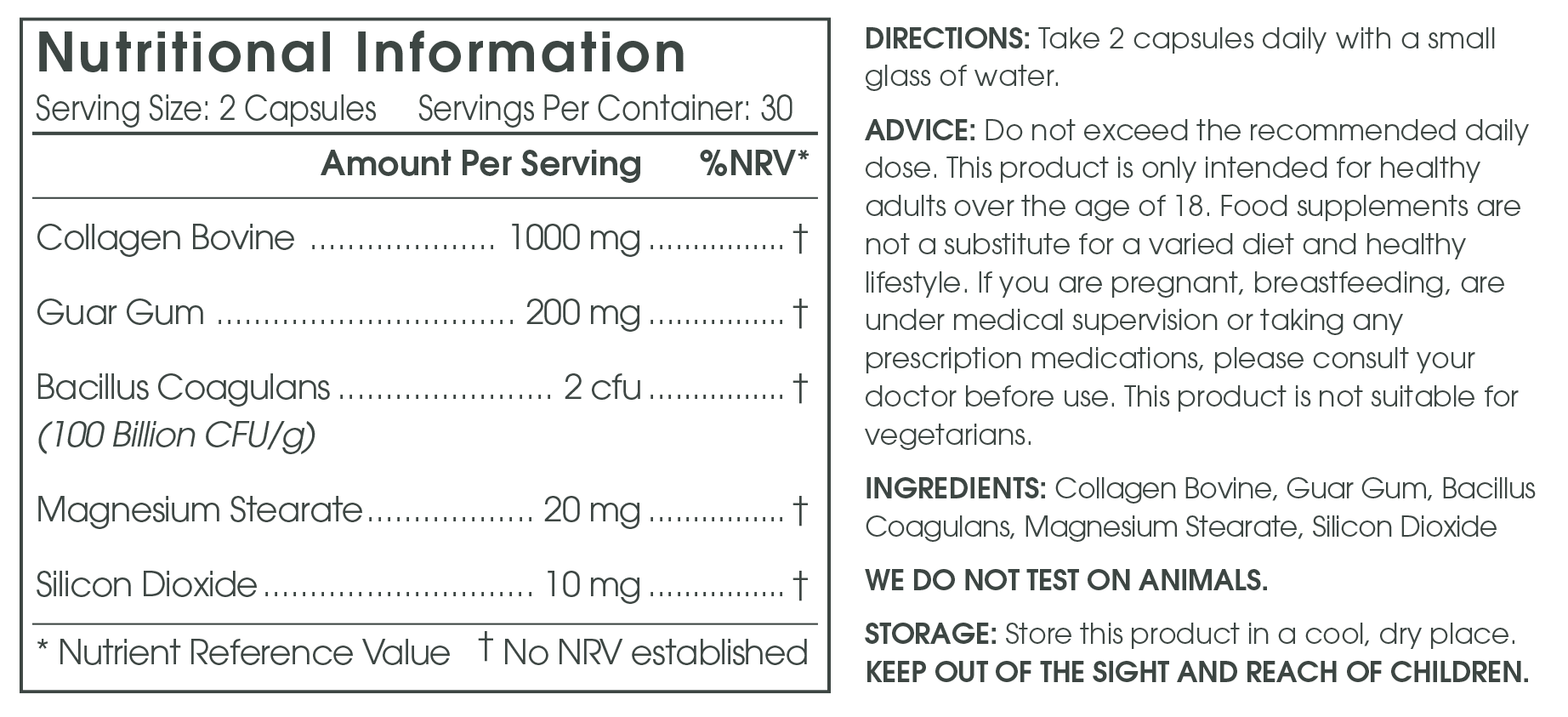 BioReset180 ingredients